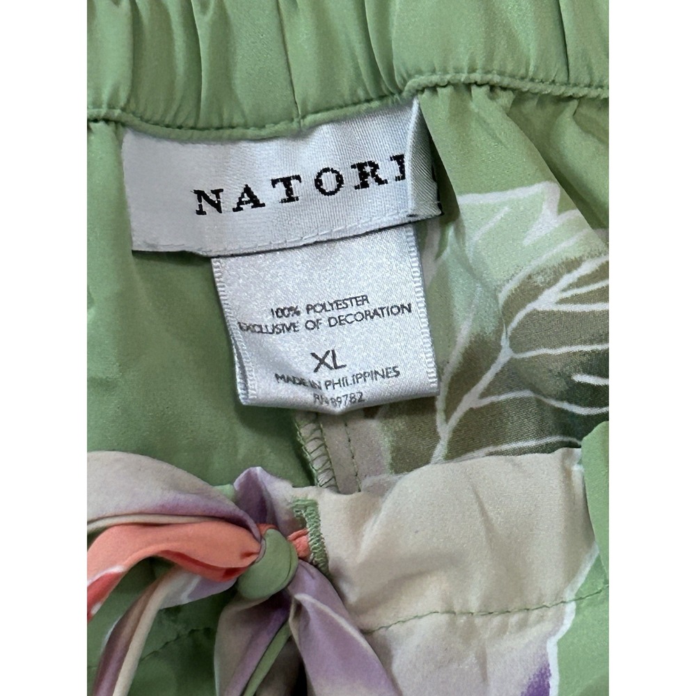 Natori satin green floral pajama set sz xl - Picture 9 of 10